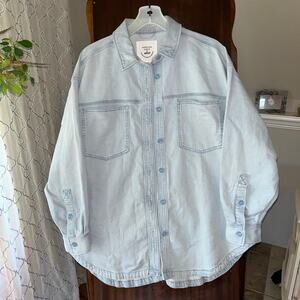 American Eagle Aerie Exclusive Denim Shacket Jacket Womens Medium oversized